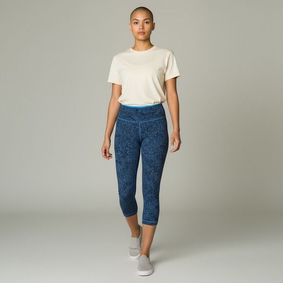 lululemon Blue and Punk Cropped workout leggings size 4 spots dots animal print - Picture 1 of 6